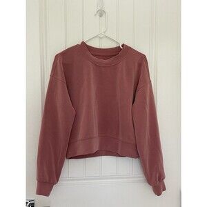 LULULEMON Softstreme Perfectly Oversized Cropped Crew Pullover Sweatshirt Pink 4